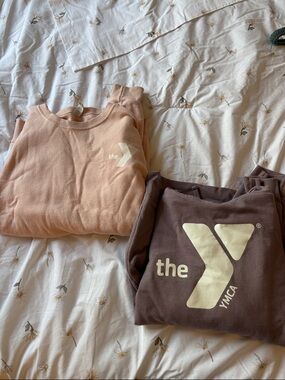 The Y Crewneck Sweatshirts - Peach & Brown